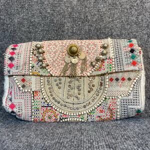 Vintage Banjara Women's Embroidered Embellished Patchwork Tapestry Clutch Bag